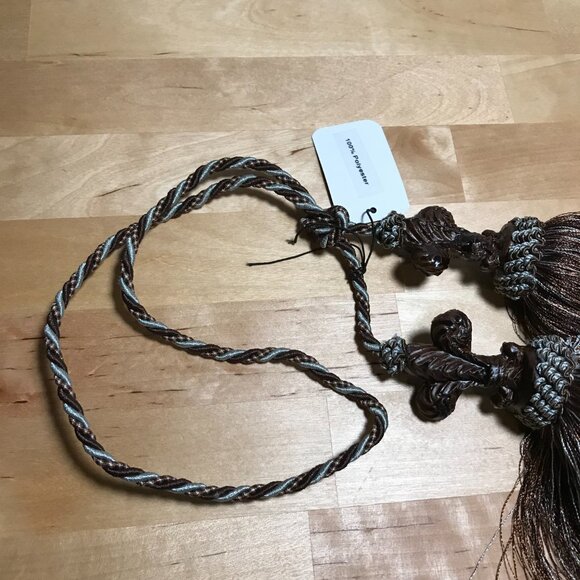 Vintage Vatican Homes Plum Taupe Curtain Braided Rope Tassel Drape Tieback - Picture 4 of 5